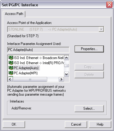 Configuration pg pc step7 siemens 2